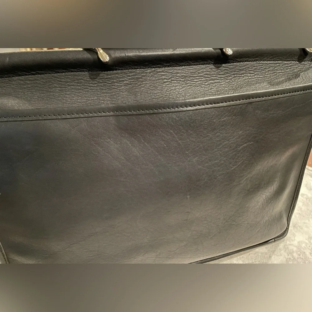 EUC Jack Georges Black Leather Messenger Bag,top handle/shoulder strap